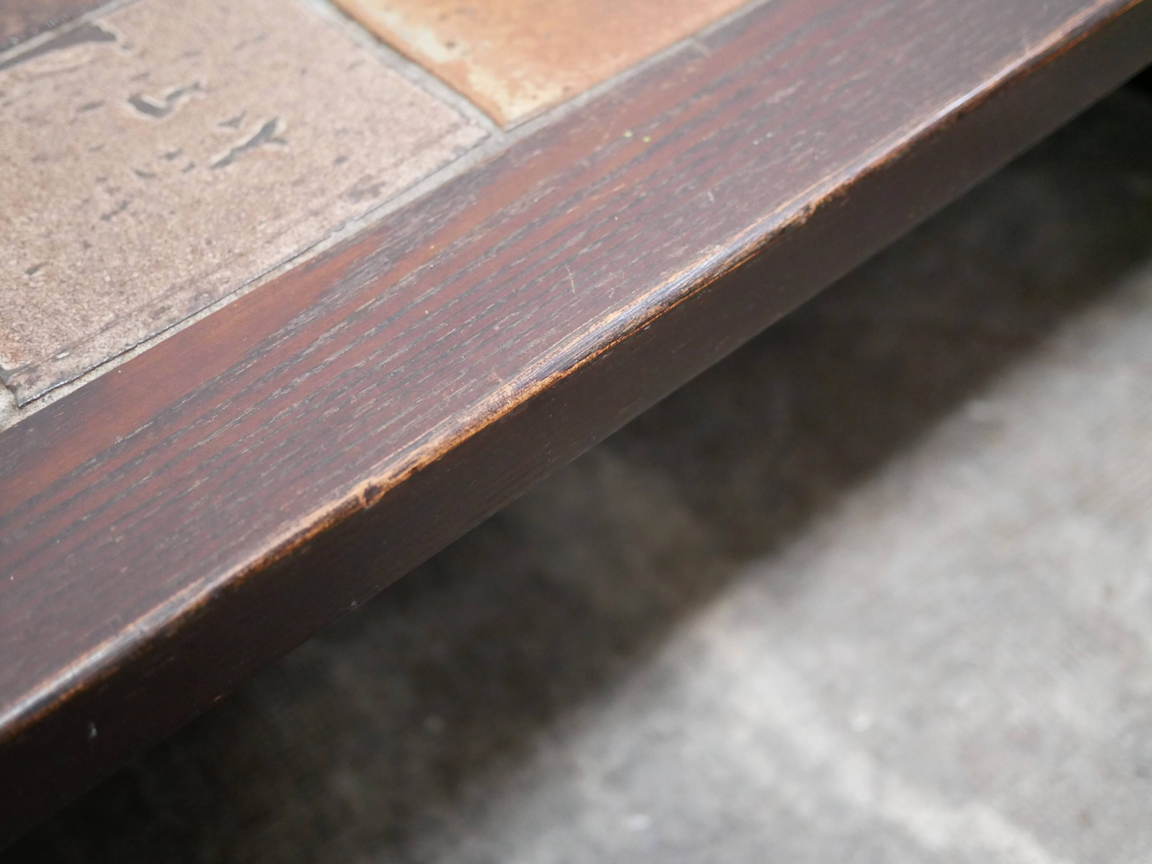 Vintage wood and ceramic coffee table