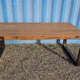 Industrial teak and metal table