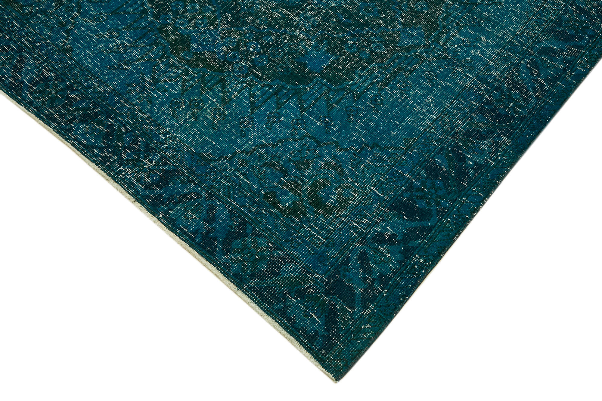Handmade oriental unique 1980s 297 cm x 390 cm turquoise wool carpet