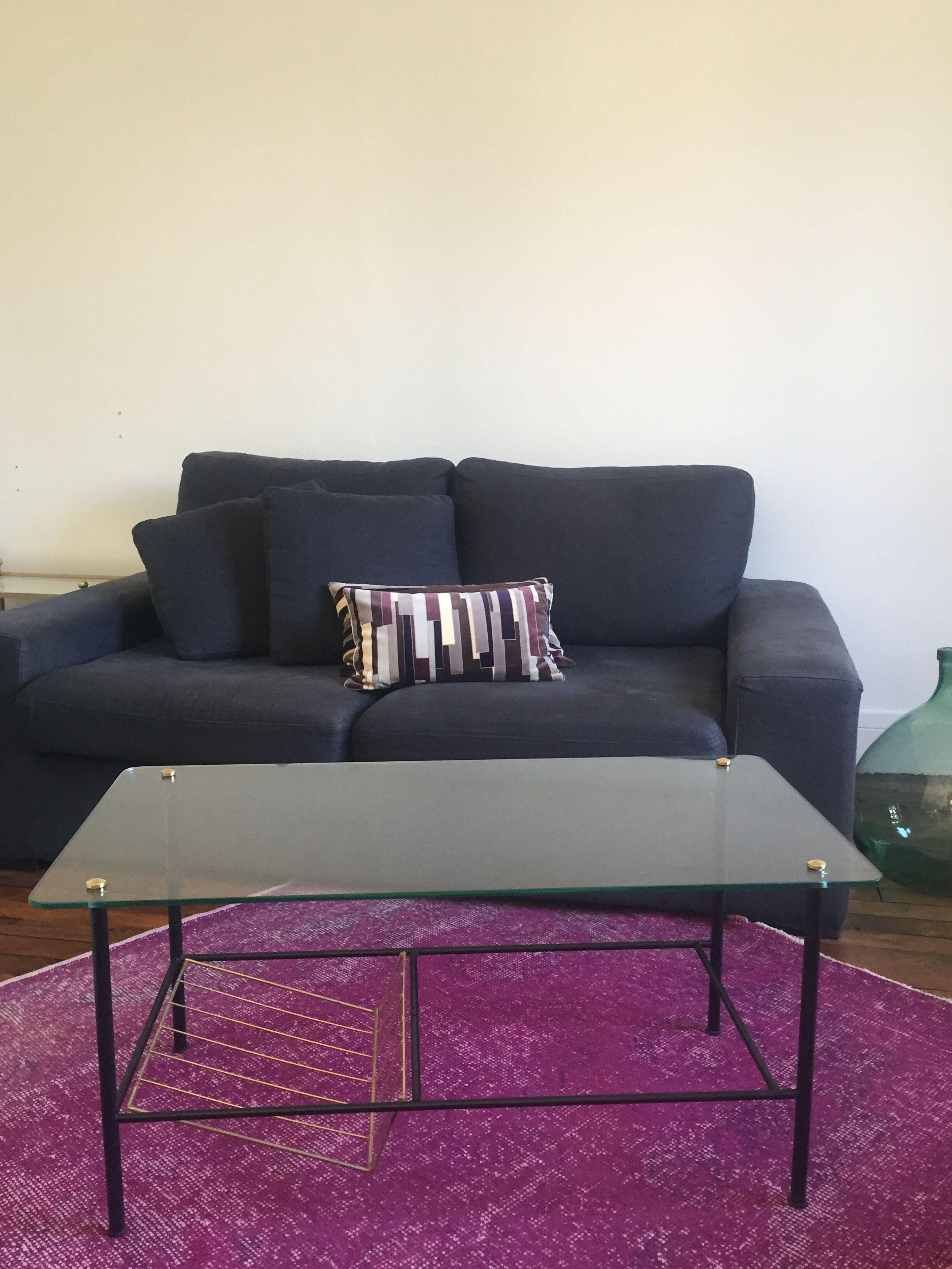 Low Glass Table with door magazines 50's