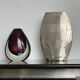 Decorative stainless steel vase with geometrical shapes imprinted, 1970's