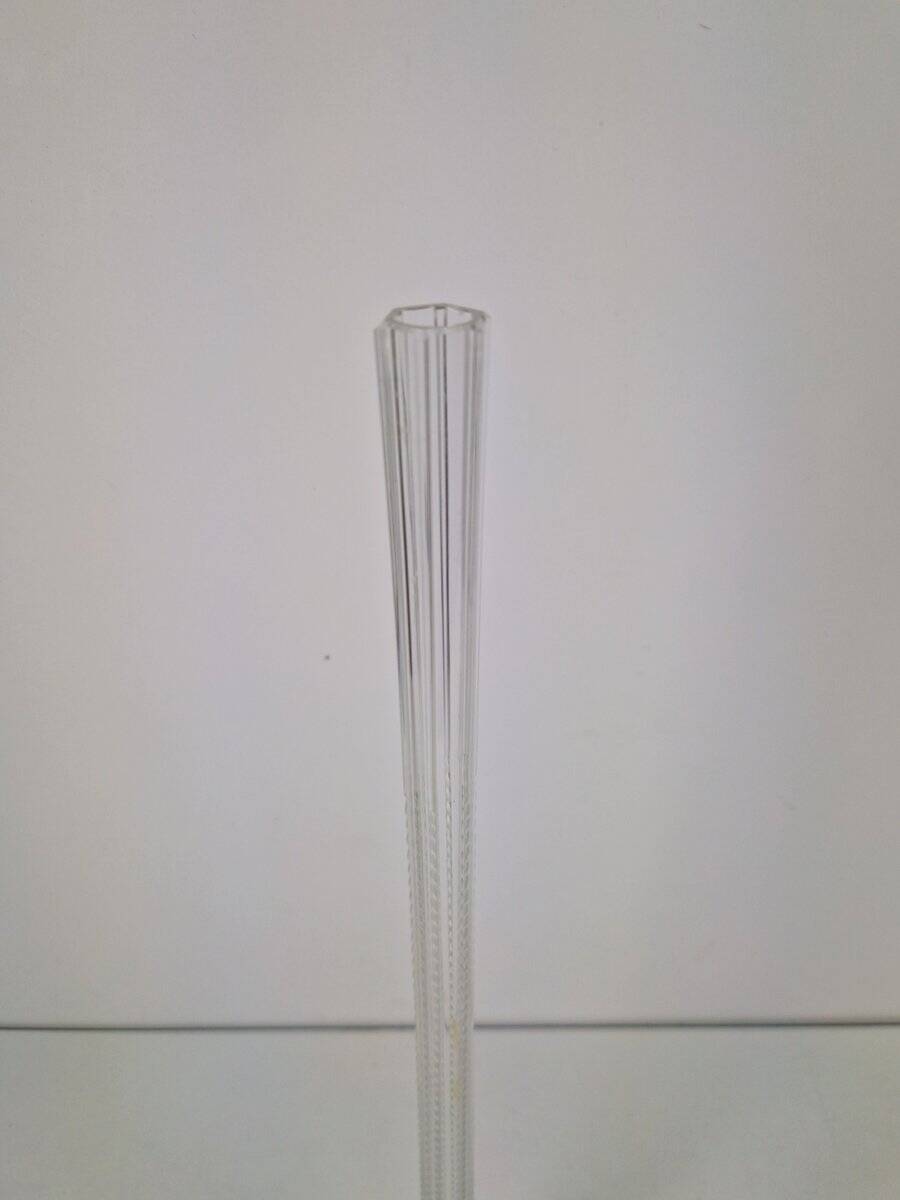 Art Nouveau French Gladioli Fluted Glass Vase, 1920s
