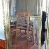 Miroir XIXème à parcloses, stuc doré - 131x83cm
