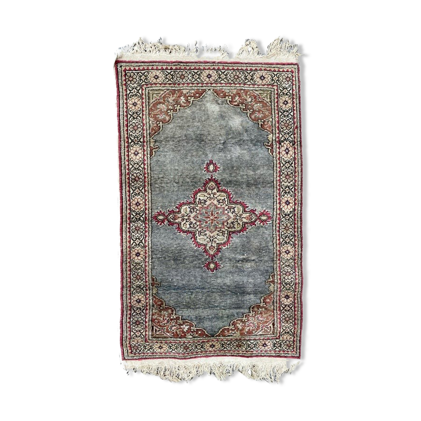 Vintage carpet in silk and cotton Kayseri Turkey 102x21cm