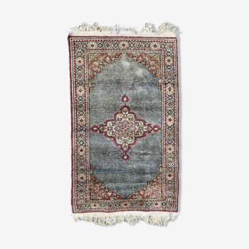 Tapis vintage en soie et coton Kayseri Turquie 102x21cm