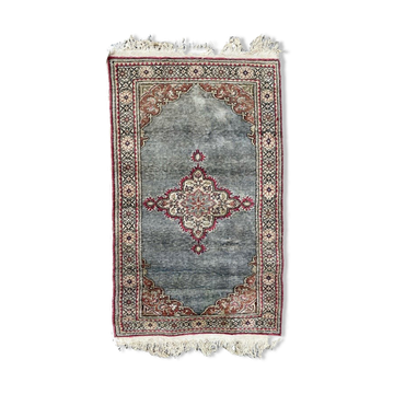 Tapis vintage en soie et coton Kayseri Turquie 102x21cm