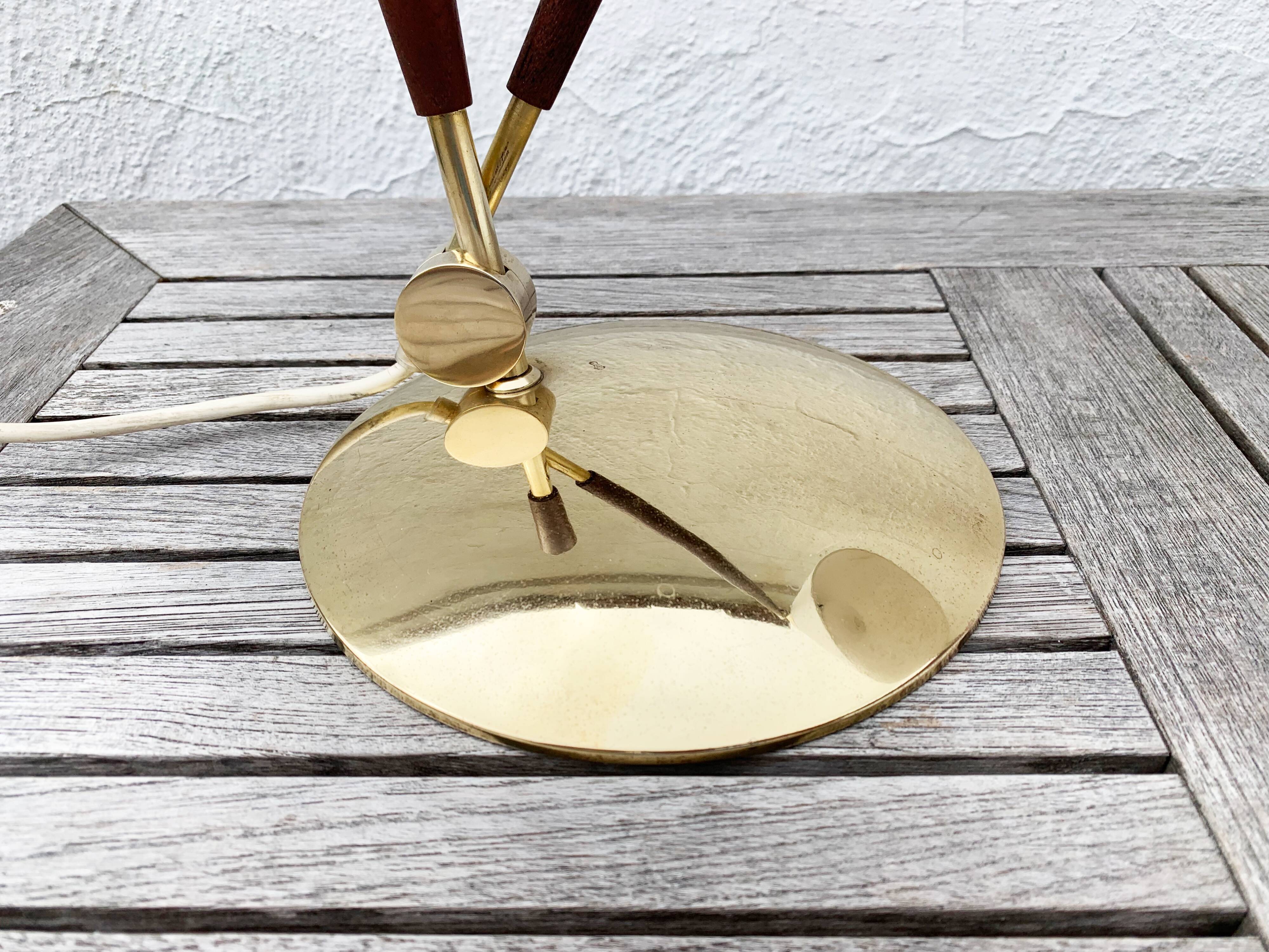 Poul Dinesen - Th. Valentines. Teak And Brass Table Lamp, Mid-20th Century