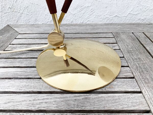 Lampe de table en teck et laiton, Poul Dinesen - Th. Valentines, milieu du 20ème siècle