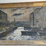 Painting venice by night oil on canvas j peters xixth century