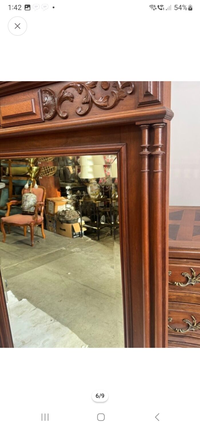 Wooden mirror in Neo-Henri II style, 20th century.