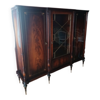 Louis XVI style mahogany bookcase/display cabinet with 3 doors