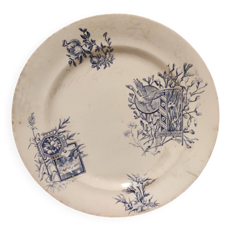 Français grande assiette de service vintage, R. Lafitte, Terre de Fer, Salins