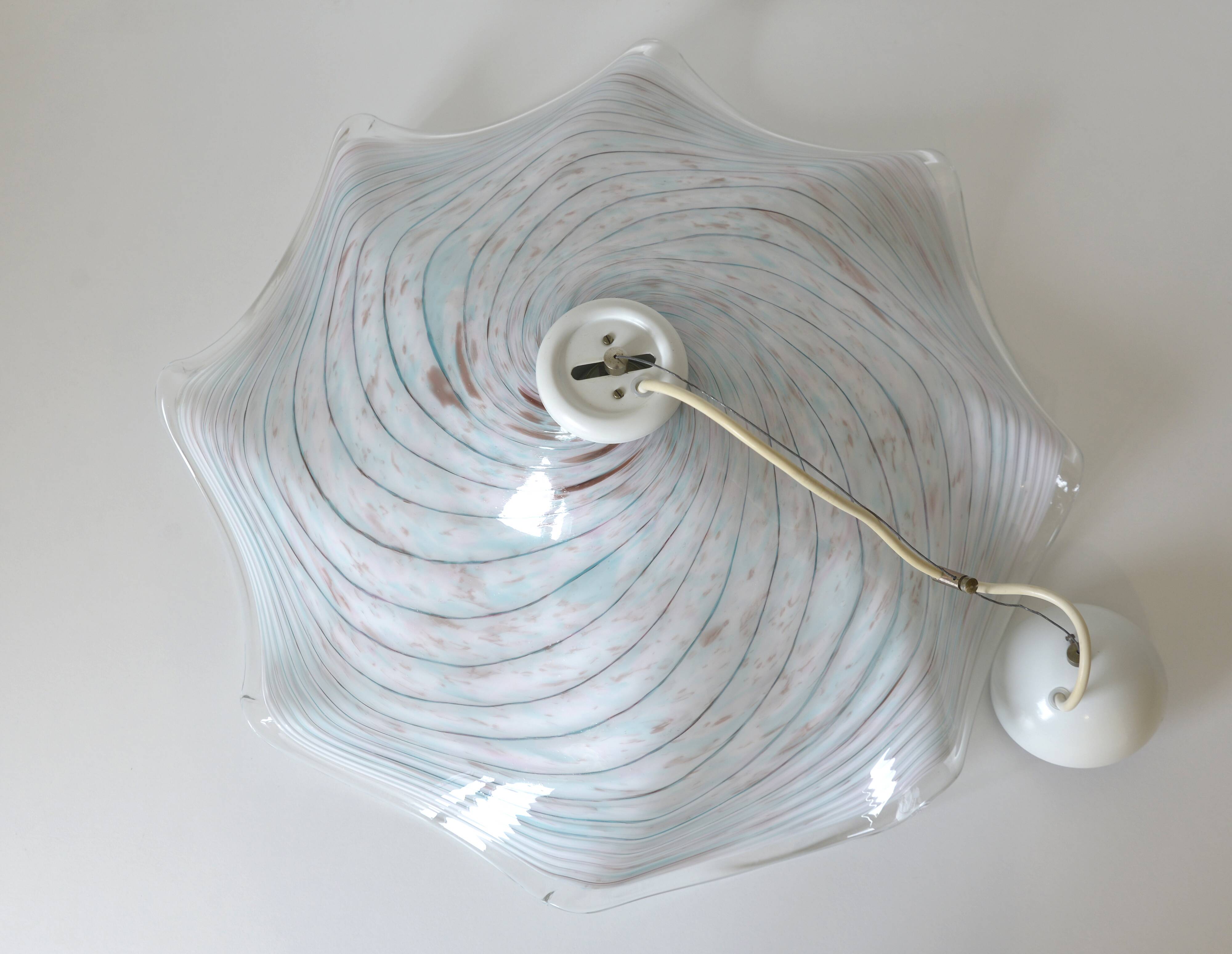 Vintage Murano lamp / swirl glass chandelier / unique hanging lamp 1980's