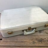 Old white leather case with vintage 70s leather handle