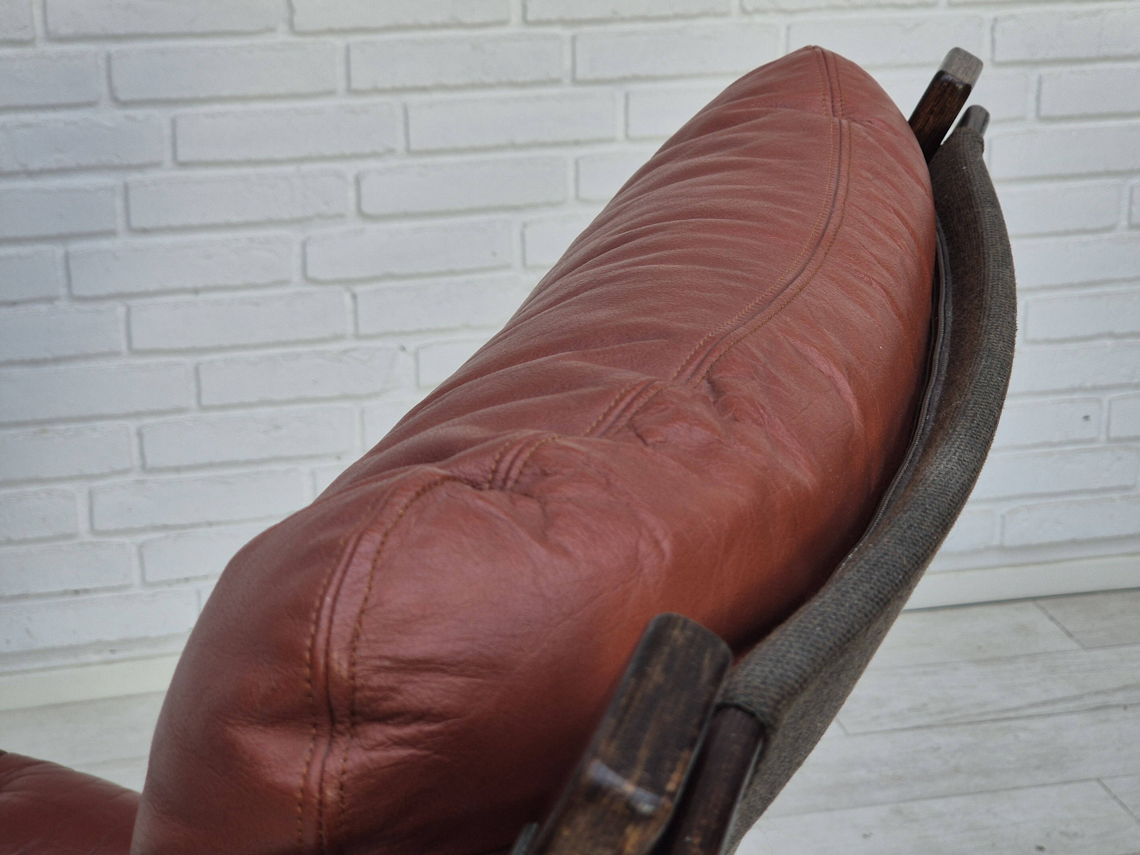 1970s, Scandinavian design, lounge chair, original very good condition, brown leather.