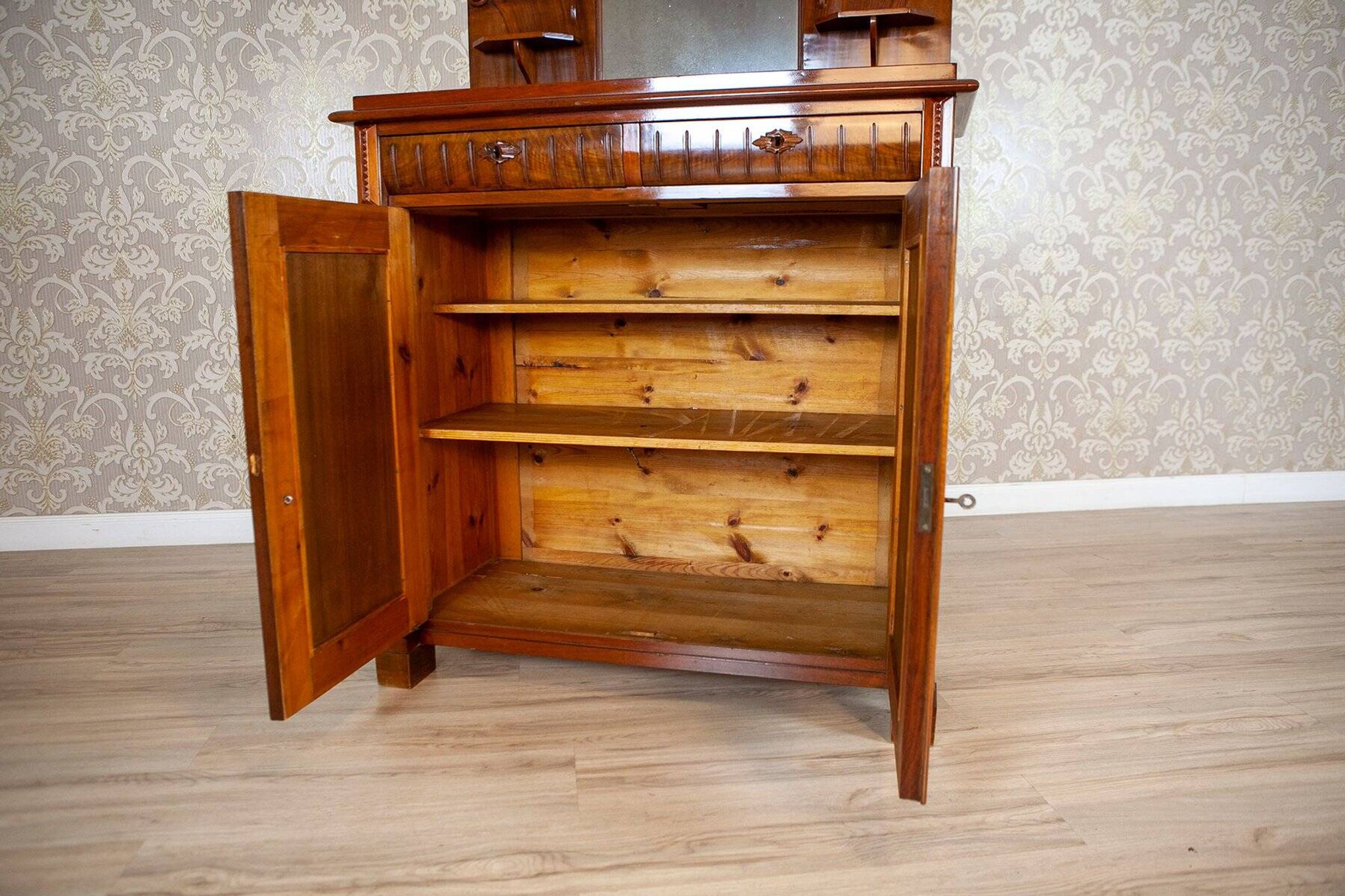 End of 19th Century Light Brown Eclectic Buffet in Walnut