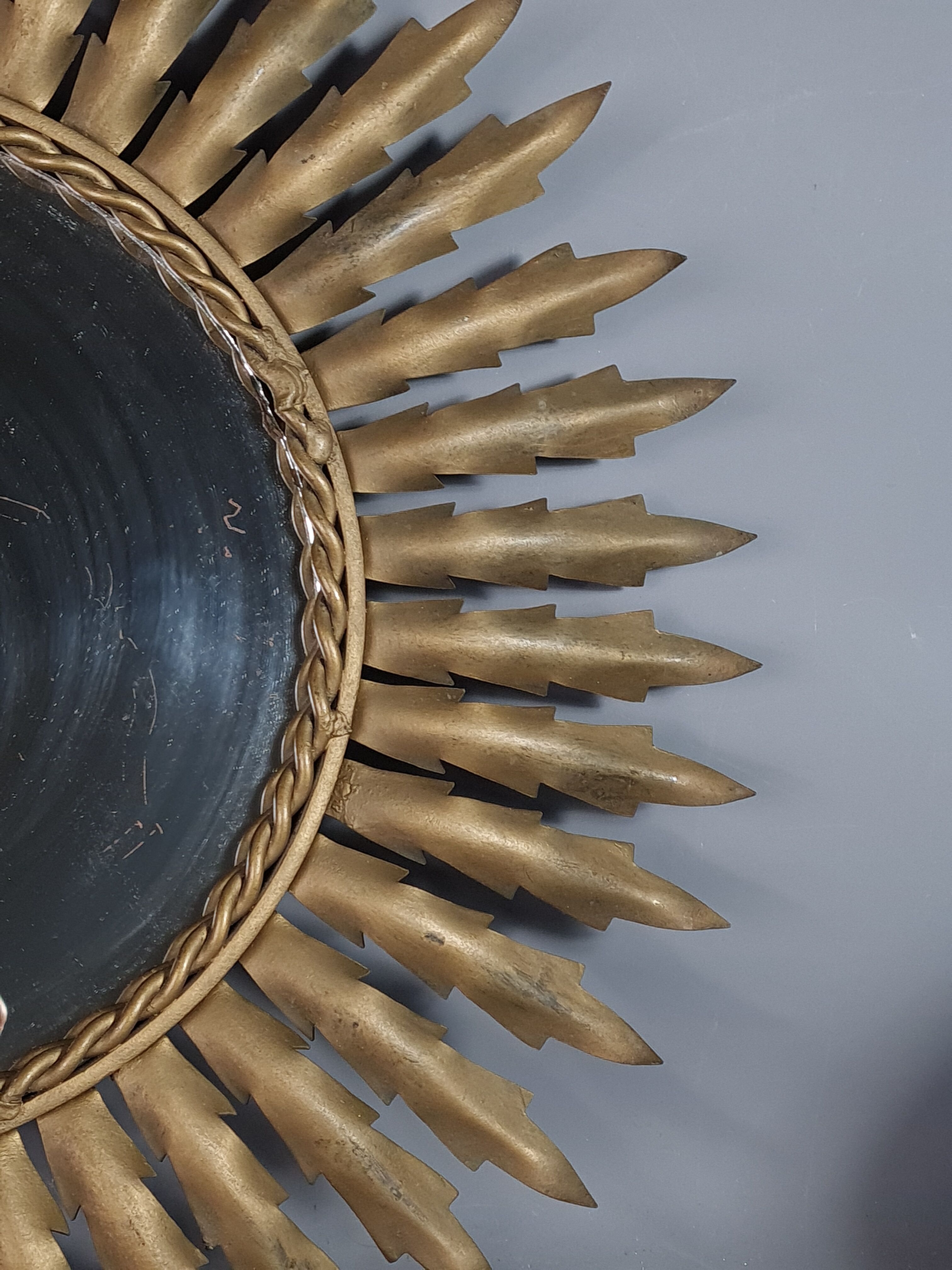 Mirror sun metal golden vintage 50s - 48cm.