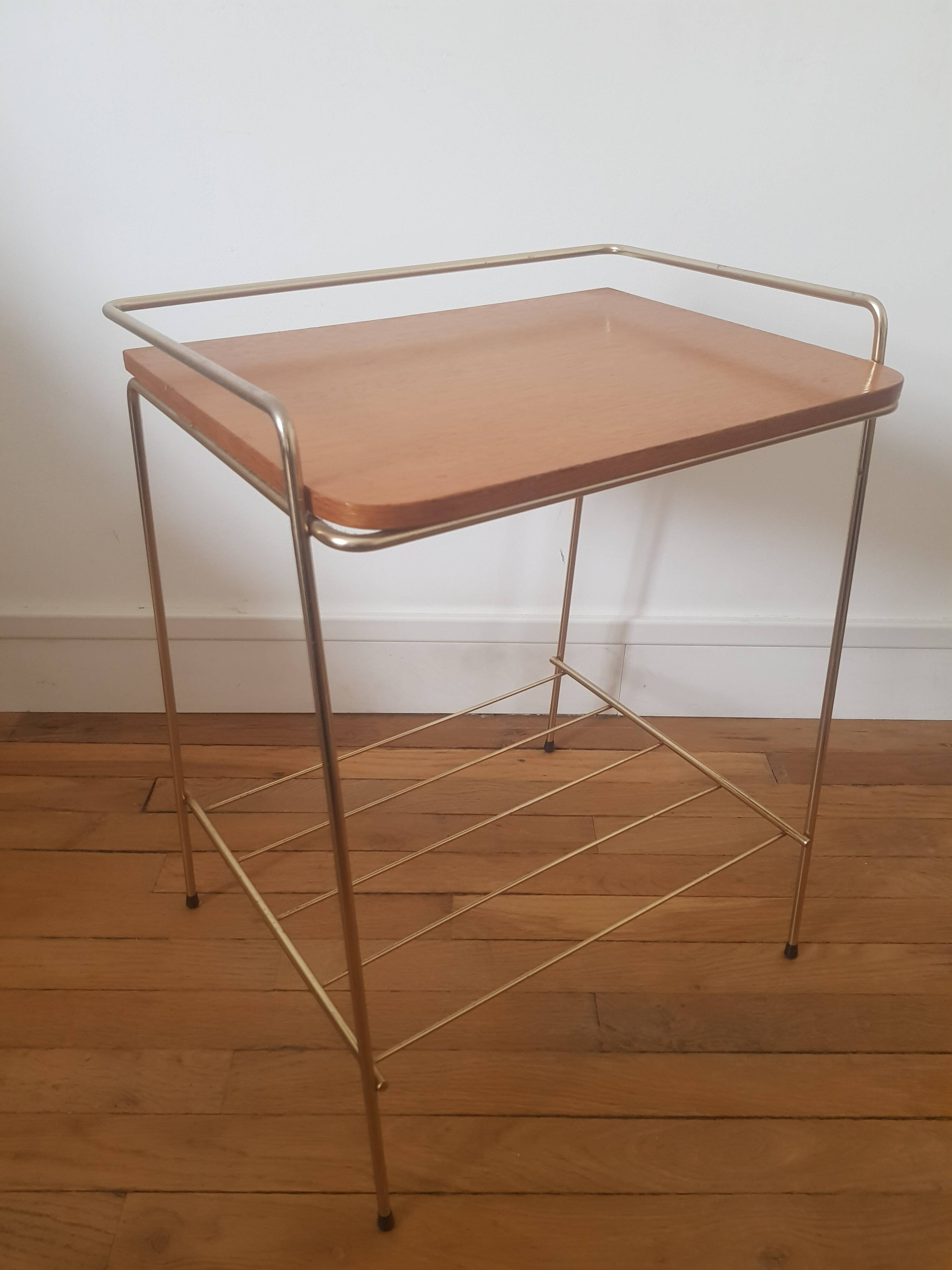Metal and wood end table