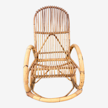 Rocking chair rattan 1960 bamboo