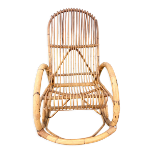Rocking chair rotin 1960 - bambou