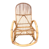 Rocking chair rotin 1960 bambou