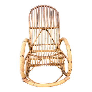 Rocking chair rattan 1960 bamboo