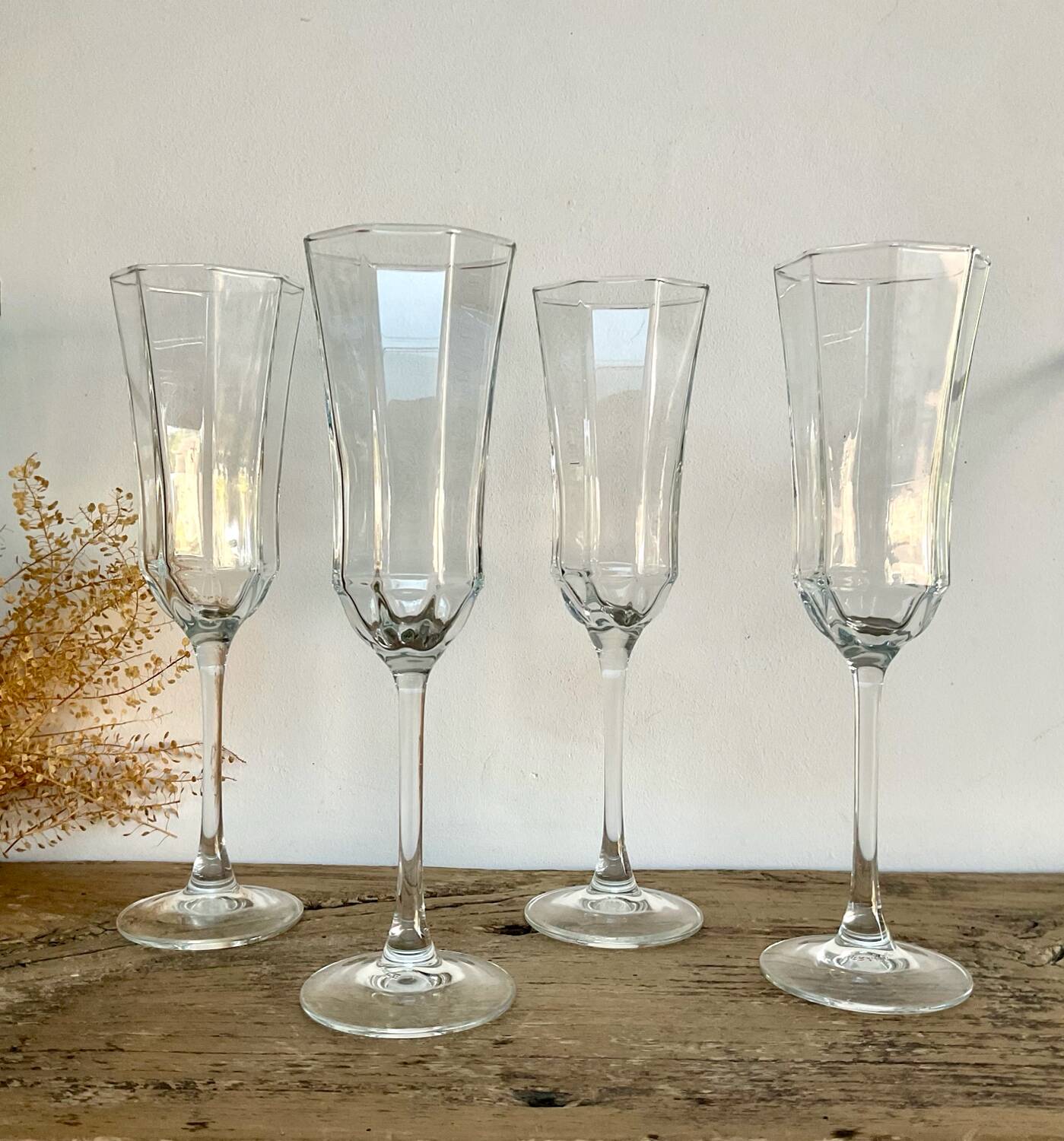 4 flûtes à champagne «octime » LUMINARC France vintage 