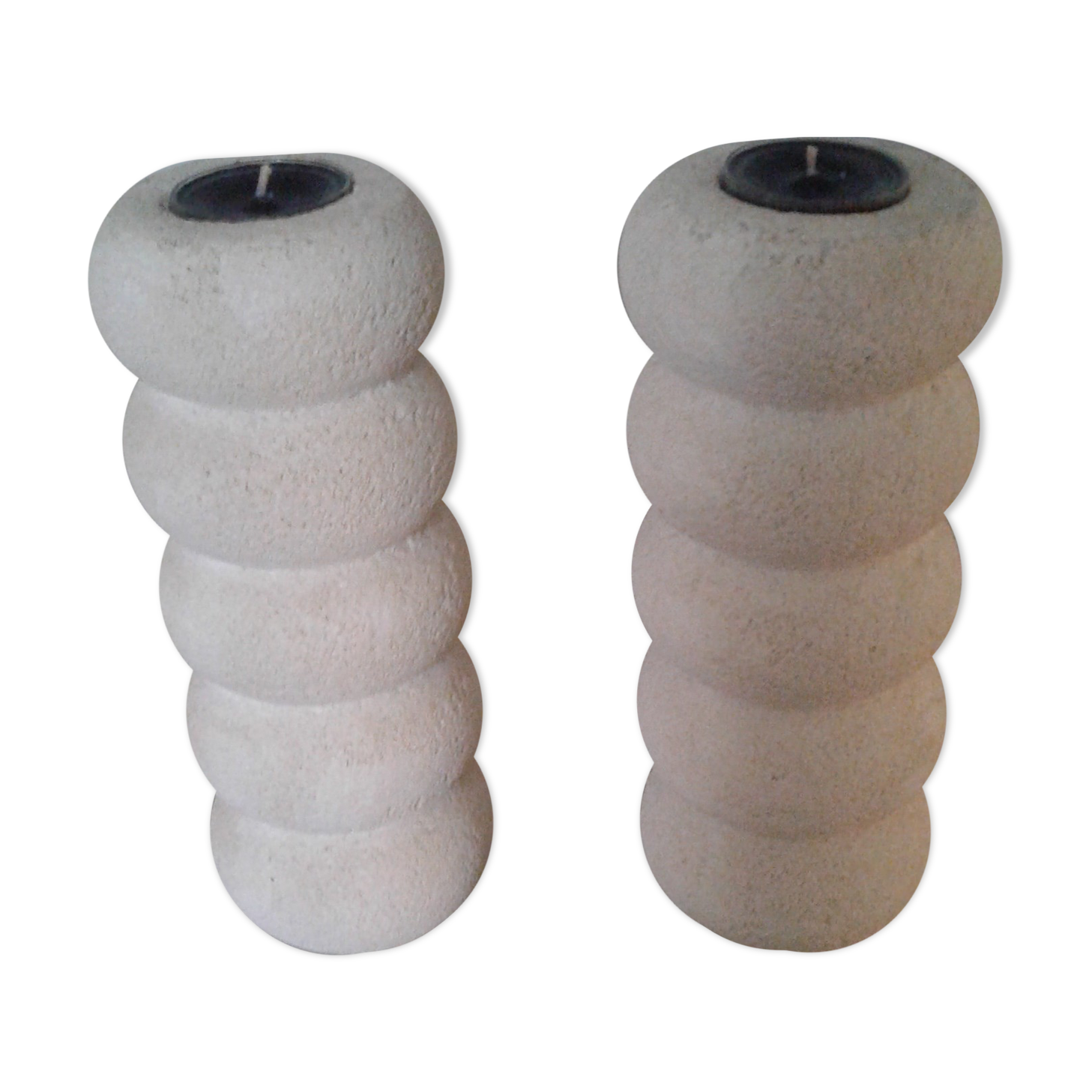 Pair of stone candlesticks