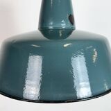 Large Industrial Petrol Enamel Factory Pendant Lamp, 1960s
