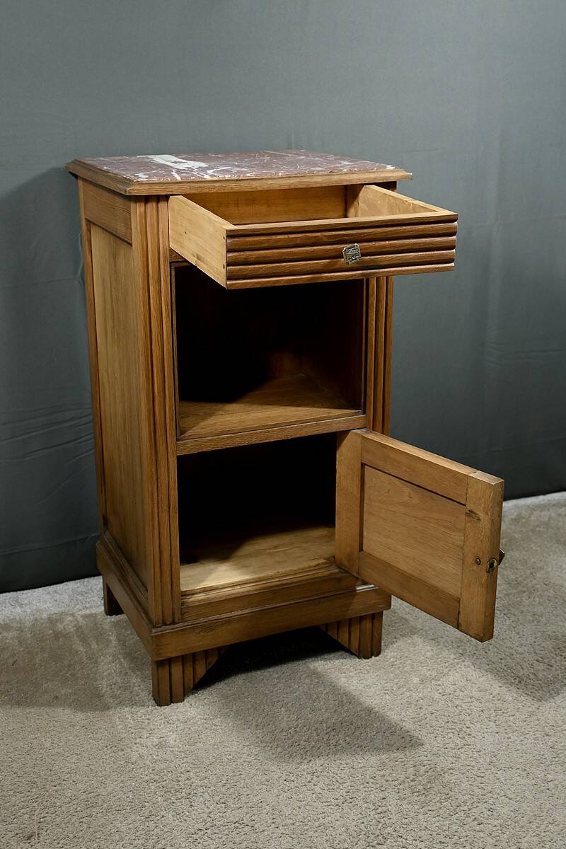 Living Room or Nightstand Table in Oak and Marble, Art Deco – 1930