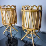 Paire de lampes de table en rotin, Italie, 1960