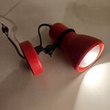 70's red lacquered metal wall spotlight