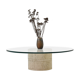 Glass and travertine coffee table by Angelo Mangiarotti for Up & Up, Italy 1970’s