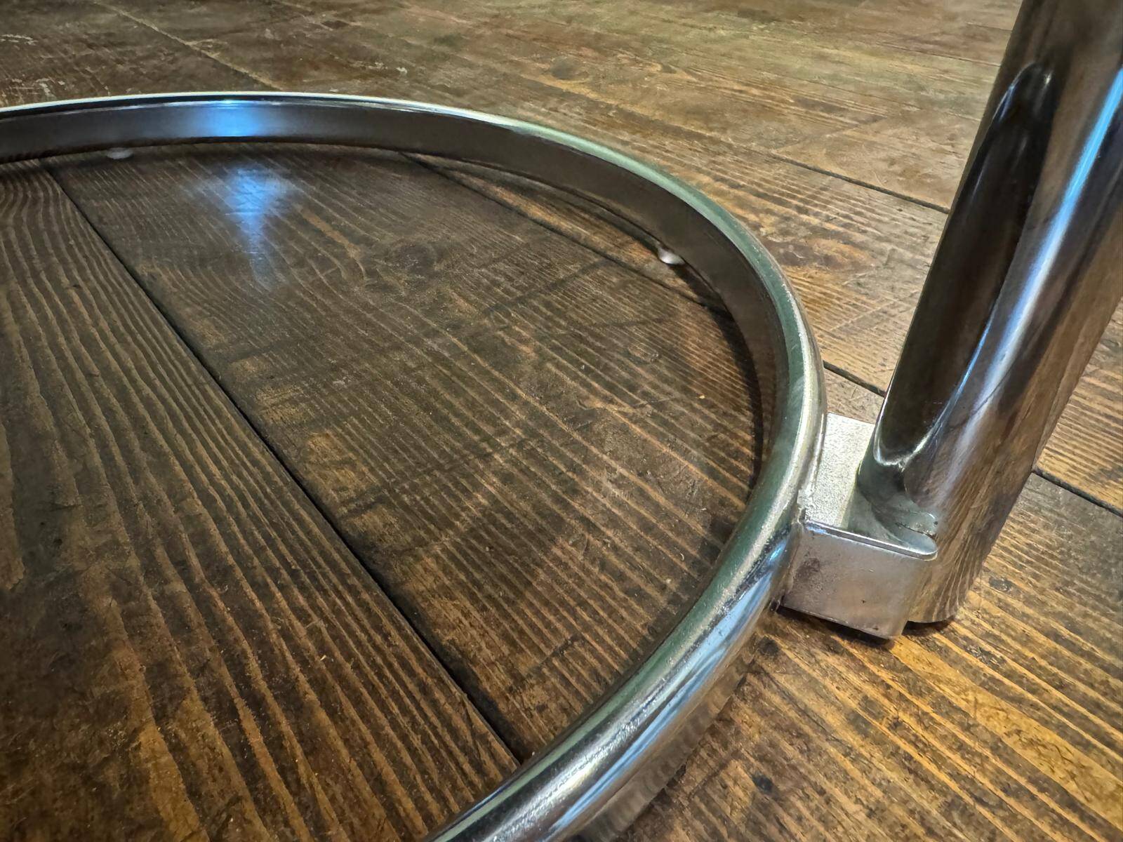 Vintage smoked glass and chrome side table