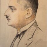 Old painting, portrait of a dandy, signed and dated 1927