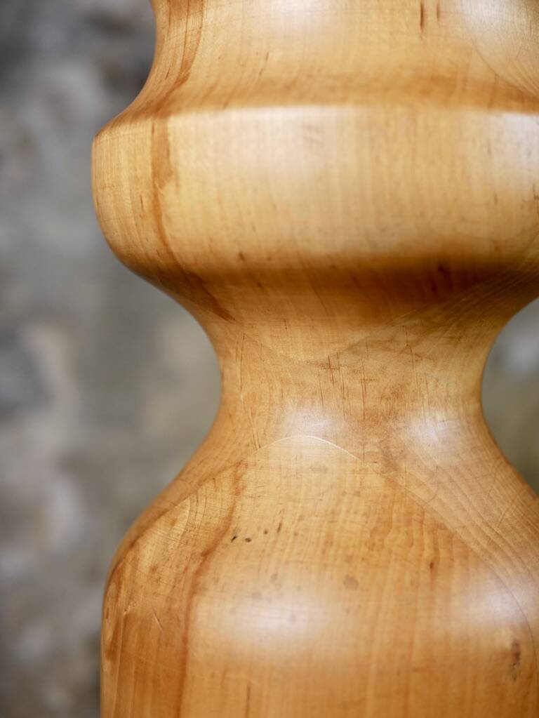 Large turned wooden lamp base, French work, 1960s