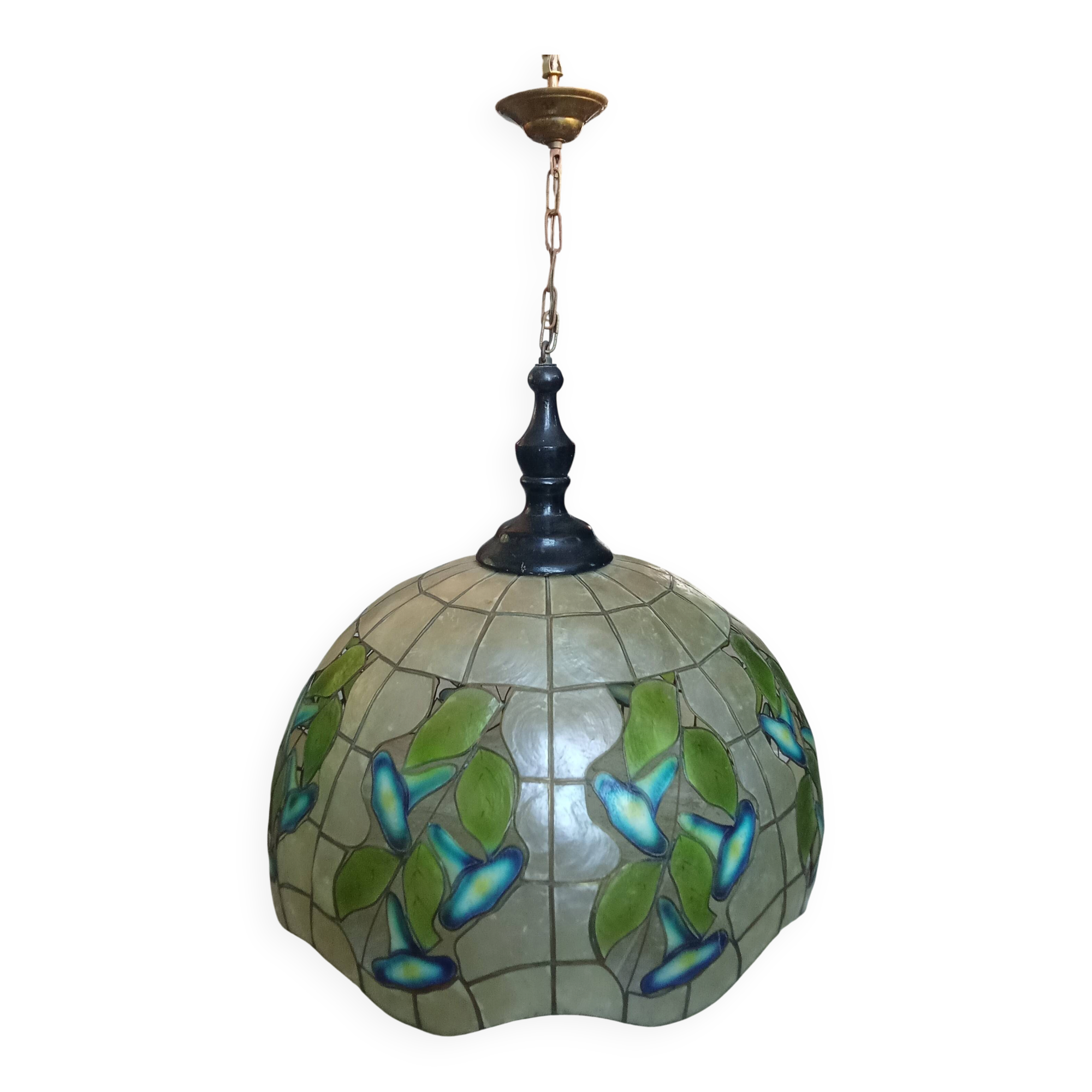 Ancienne suspension vitrail style Art Nouveau