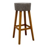 Tabouret en bois de hêtre avec assise rembourrée, années 1960