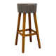 Beech Wood Stool with Upholstered Seat, 1960s
