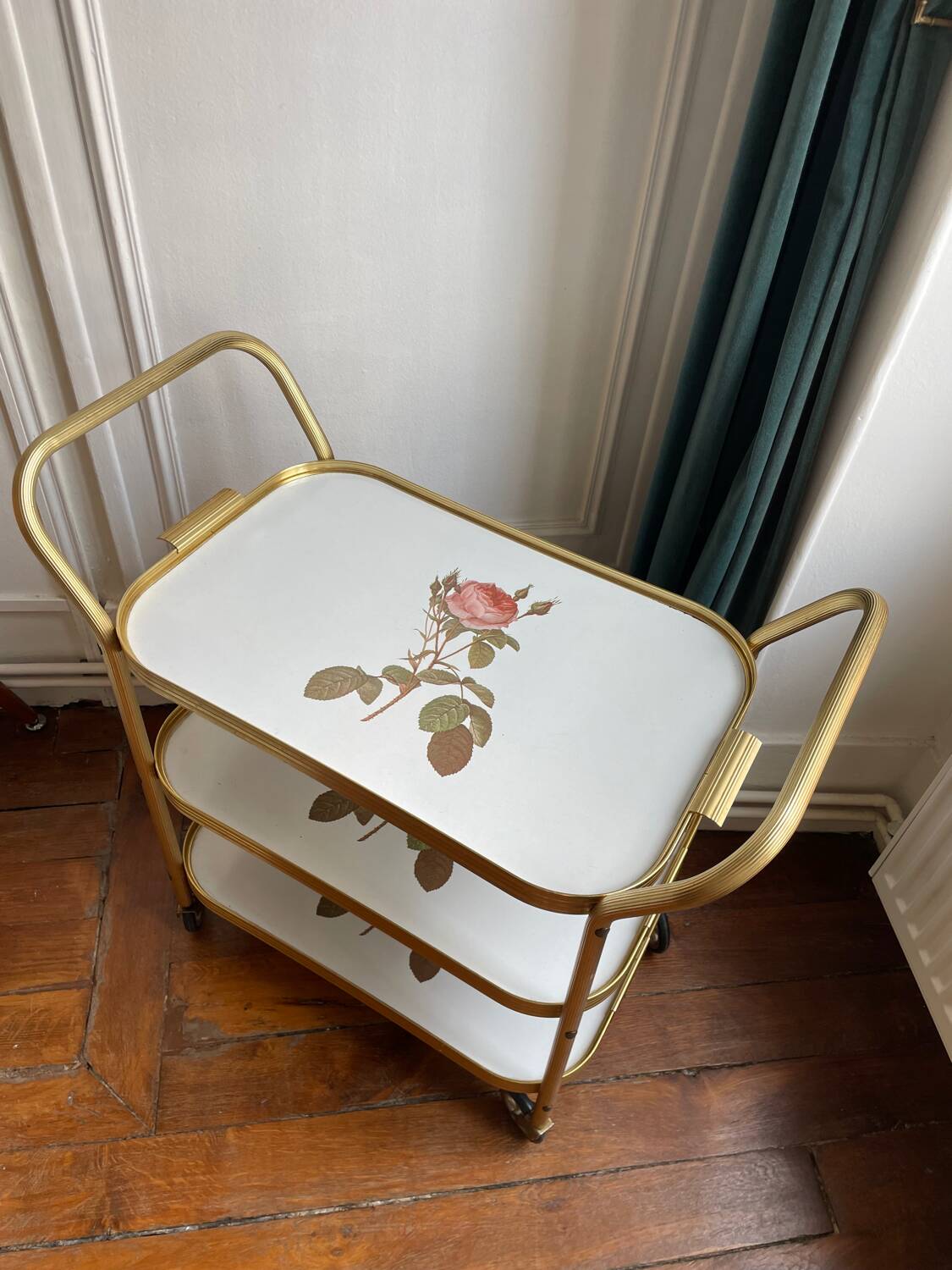 Golden trolley on wheels