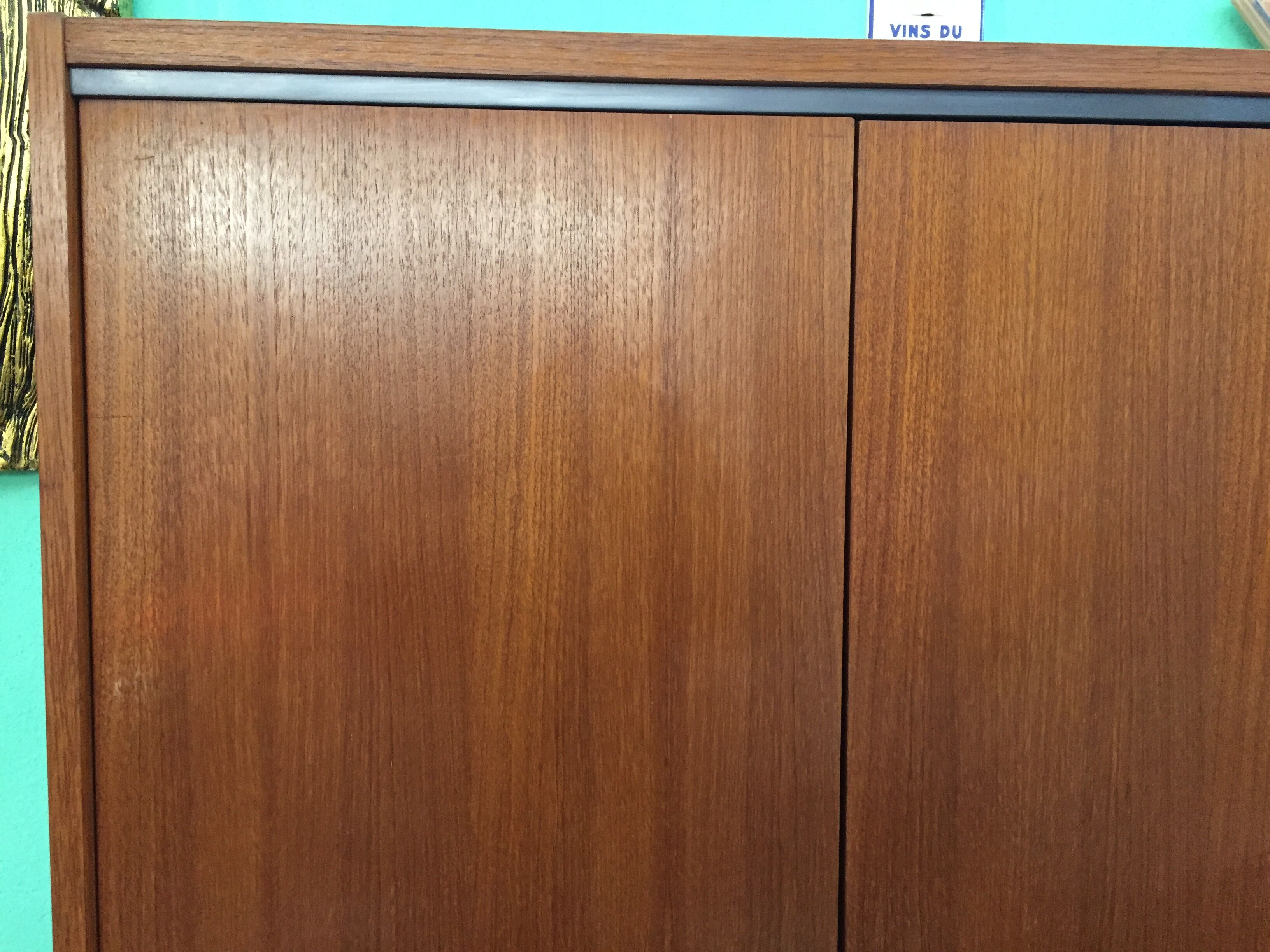 1960 plating chrome legs teak Cabinet