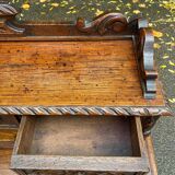 19th-century Renaissance carved oak desk with chair
