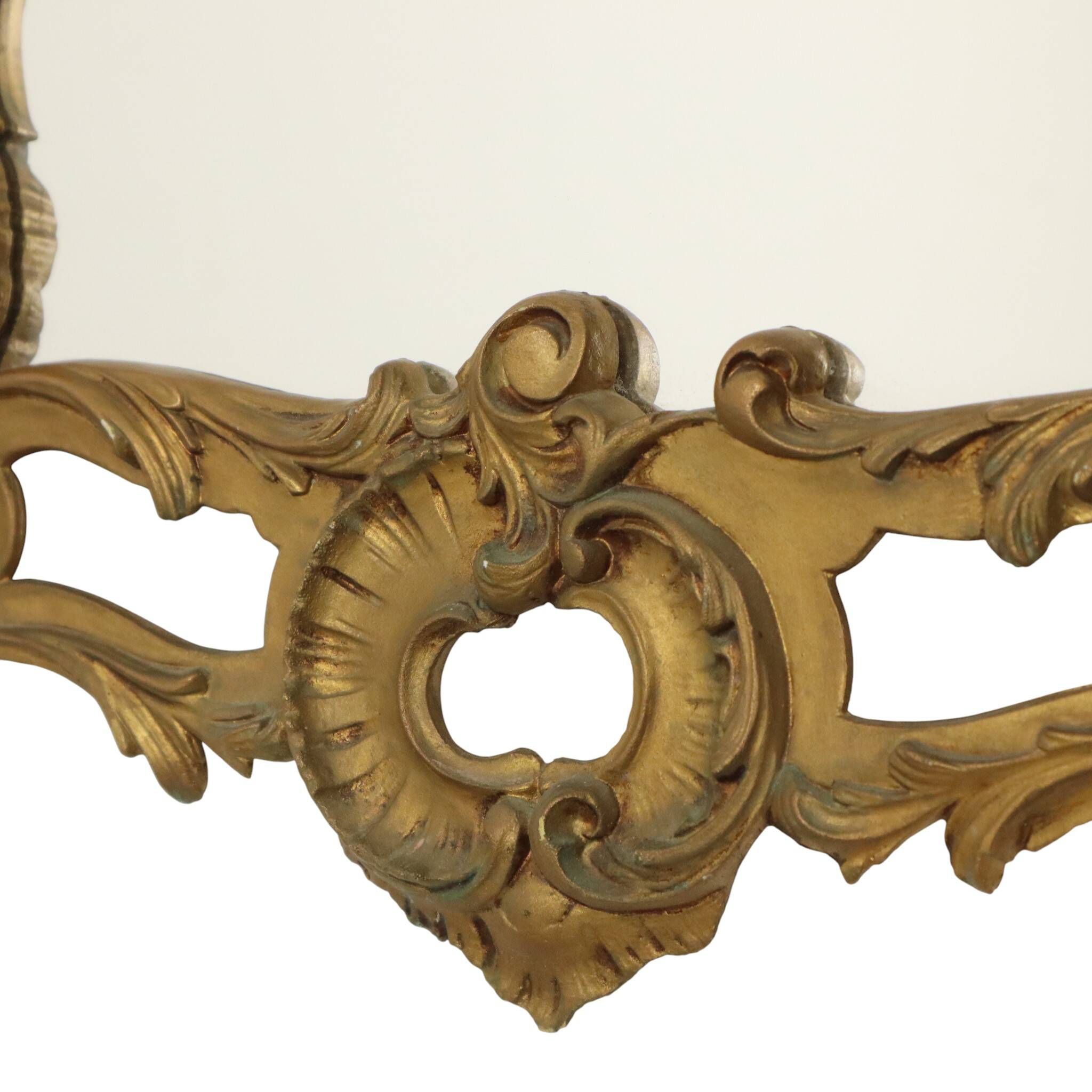 Italian Crested Mirror Rococo Style Gold-Colored Resin 84cm