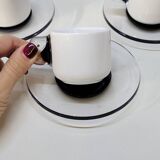 Guzzini Coffee Set 6 Porcelain Espresso Cups and 6 Plexiglas Saucers