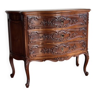 Small Louis XV style chest of drawers in solid oak, late 19th century