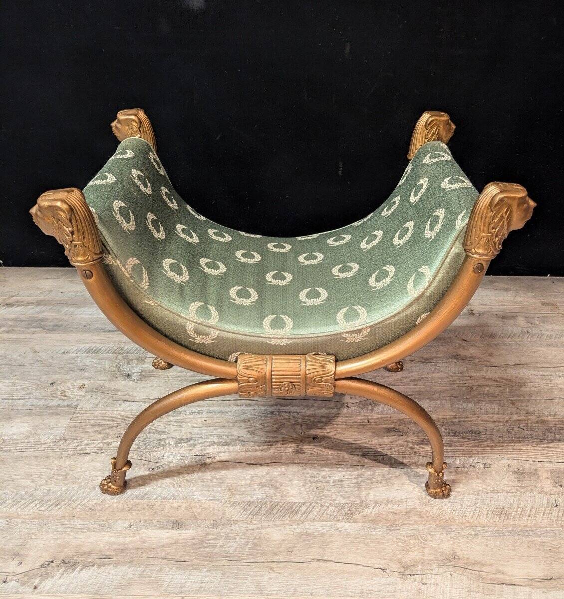 Curule Chair in Gilded Brass
