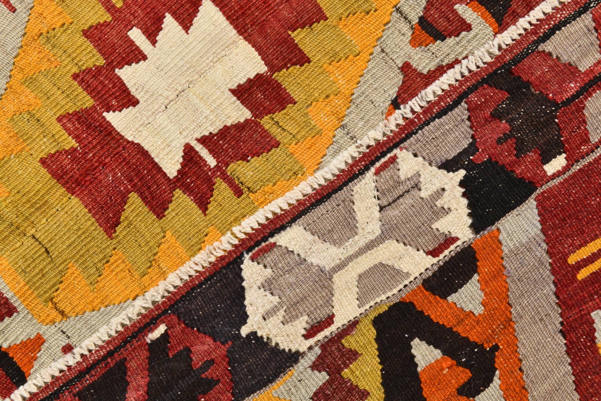 6x9 Colorful Handmade Geometric Kilim Rug, 182x283Cm
