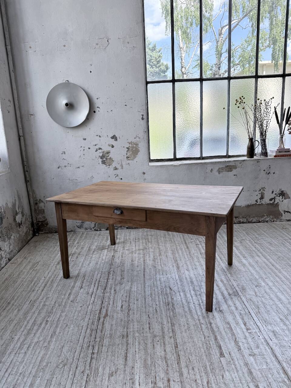 Farm table with tapered legs, cherry wood, 150 cm