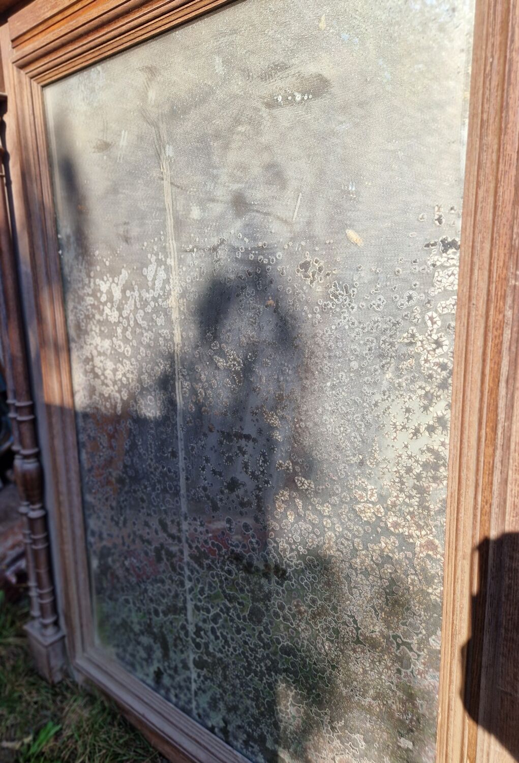 Antique oak trumeau mirror