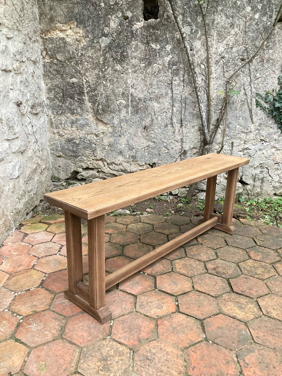 Pair of antique solid oak benches